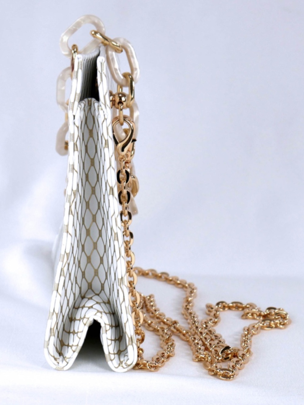 YSL Yves Saint Laurent Bag White Gold NEW - Picture 5 of 6